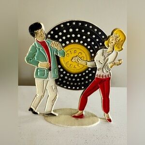 1960s Revere Disco Beat Vinyl Record Retro Dancers Earring Holder Stand Jewelry